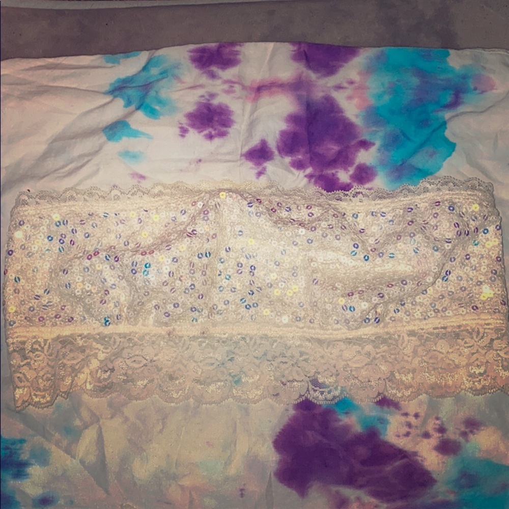Creamy bandeau bra M irridescent unicorn pink